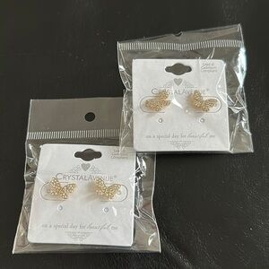 CRYSTAL AVENUE FLY AWAY CRYSTAL GOLDTONE BUTTERFLY STUD EARRINGS​